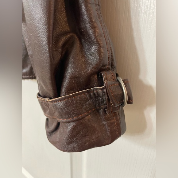 Men's Vintage Leather Bomber Jacket with Wool Lining Size M - Picture 8 of 11